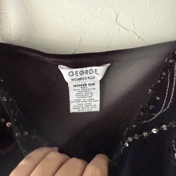 George Tank Top Vintage 90s‎ Set Womens 16W Velvet Mesh Beaded Plus Whimsigoth - Picture 4 of 10